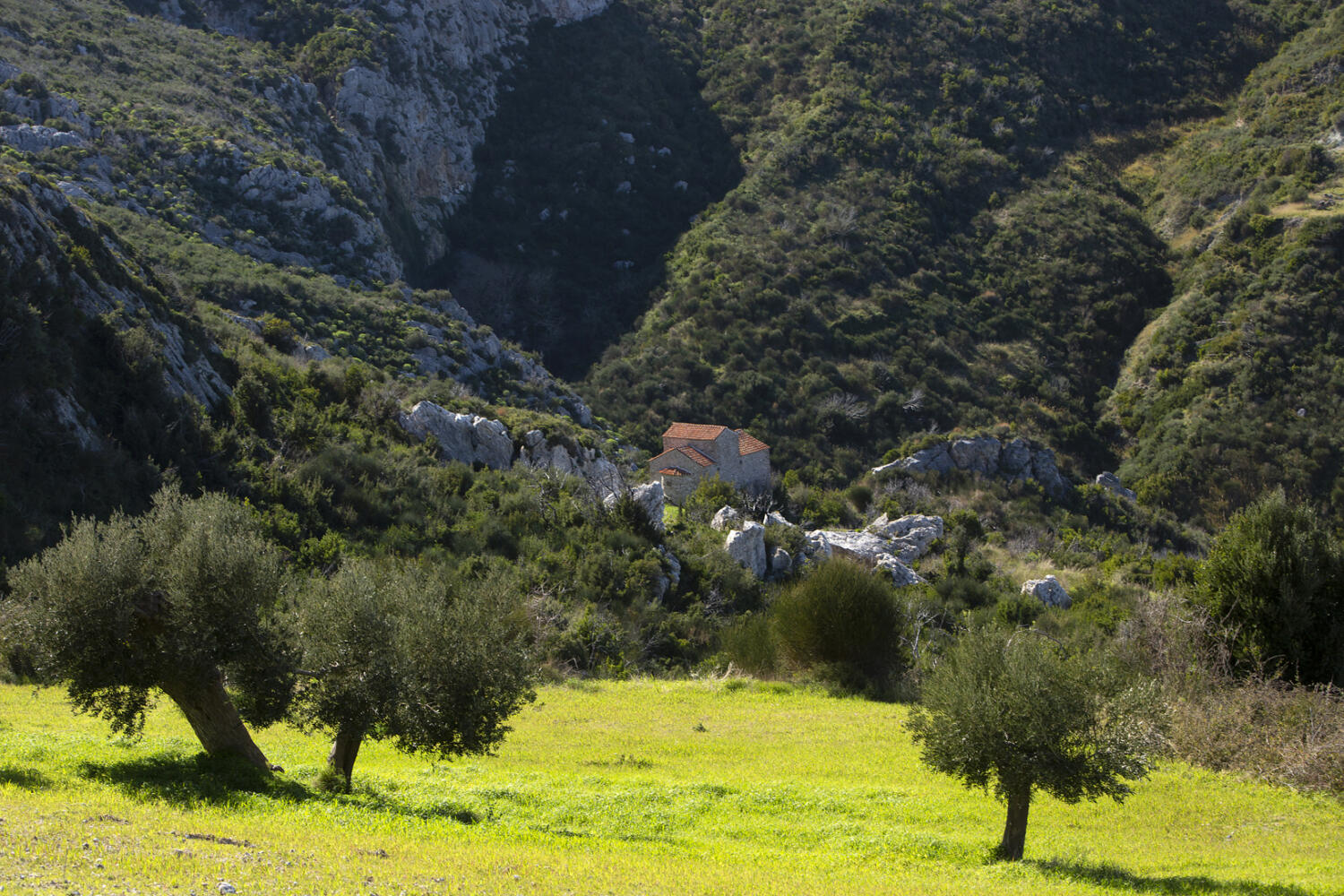 Μονή Αγίου Δημητρίου Καταρράκτη, χωριό Οκτωνιά. Φωτογραφία: ©Βασίλης Συκάς, για τον Δήμο Κύμης-Αλιβερίου